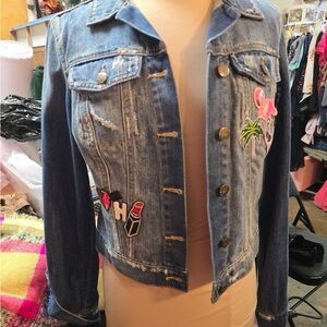 Jessica Simpson Blue Denim Jacket with Patches